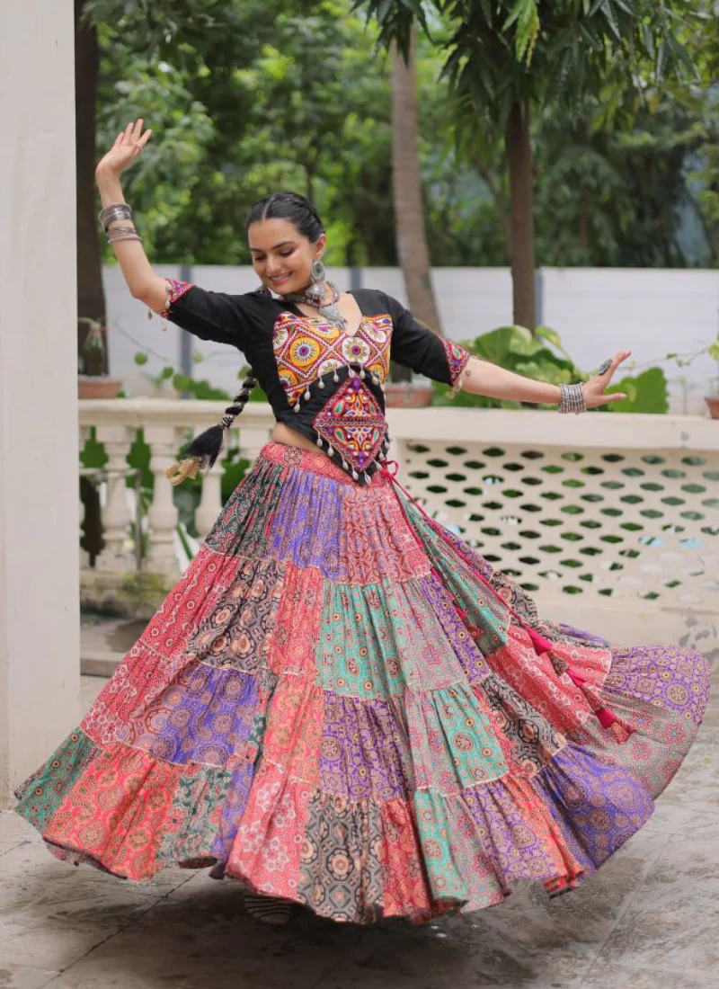 Amazing Digital Printed Multi Color Cotton Navratri Special Crop Top - Image 11
