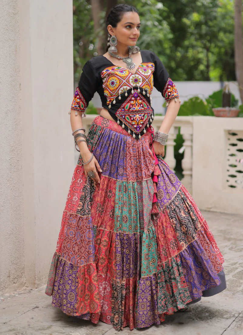 Amazing Digital Printed Multi Color Cotton Navratri Special Crop Top - Image 8