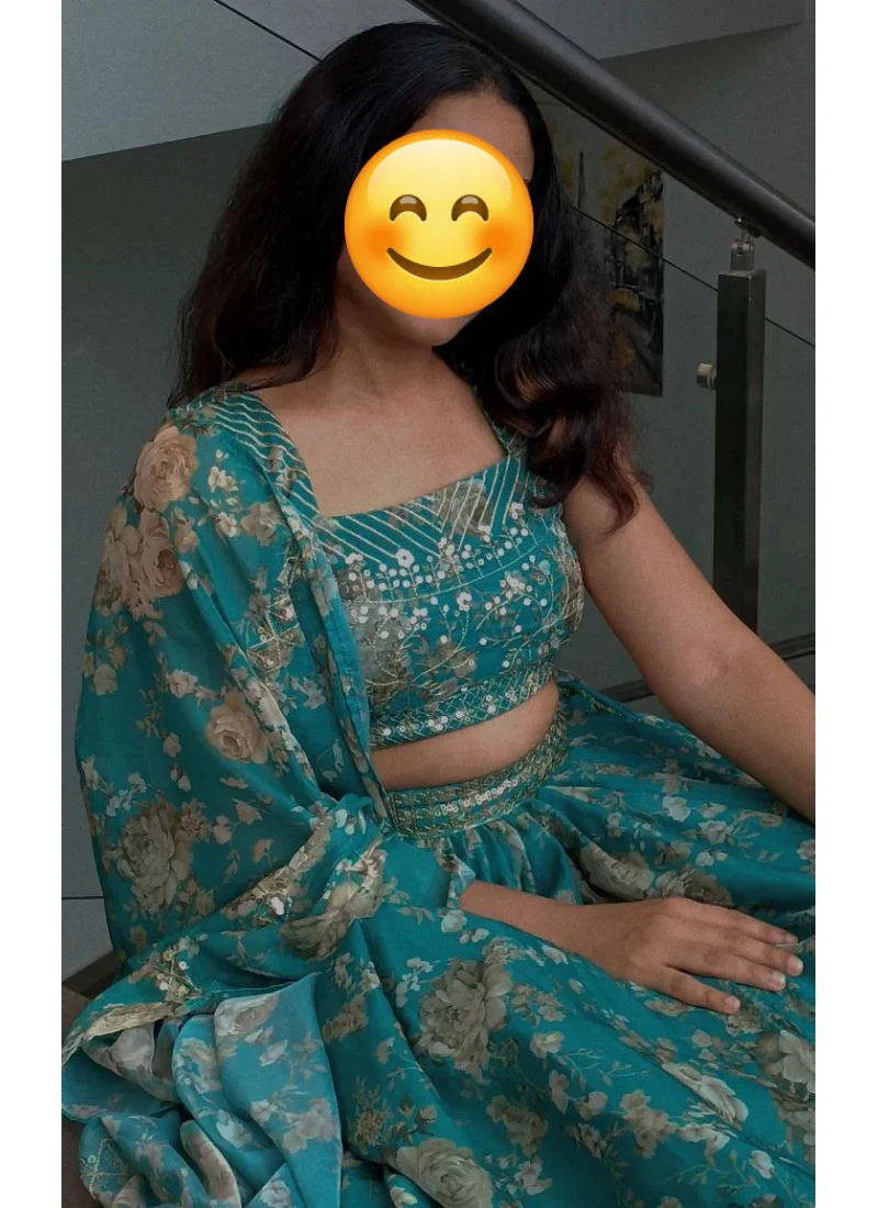 Designer Floral Printed Wedding Organza Lehenga Choli - Image 4