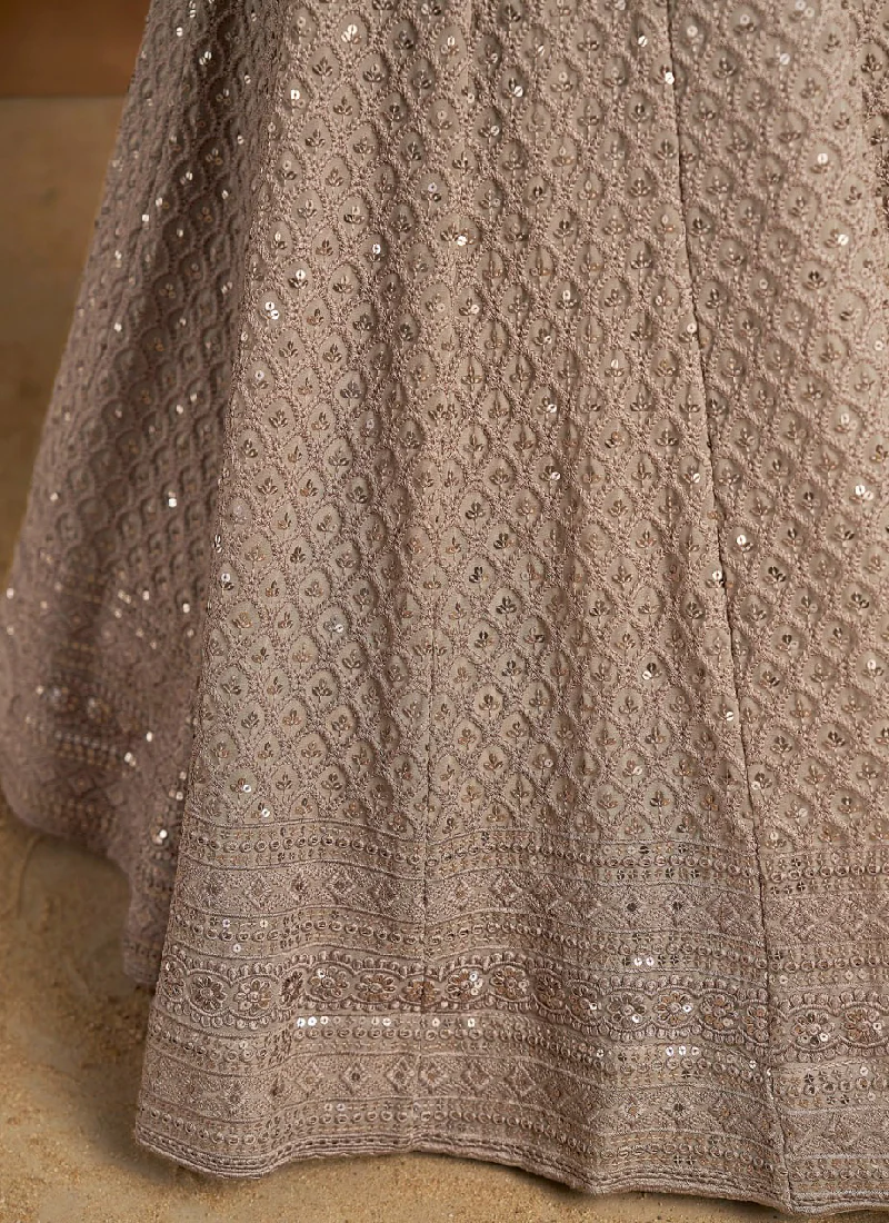 Thread Embroidered Georgette Grey Stylish Lehenga Choli With Dupatta - Image 6