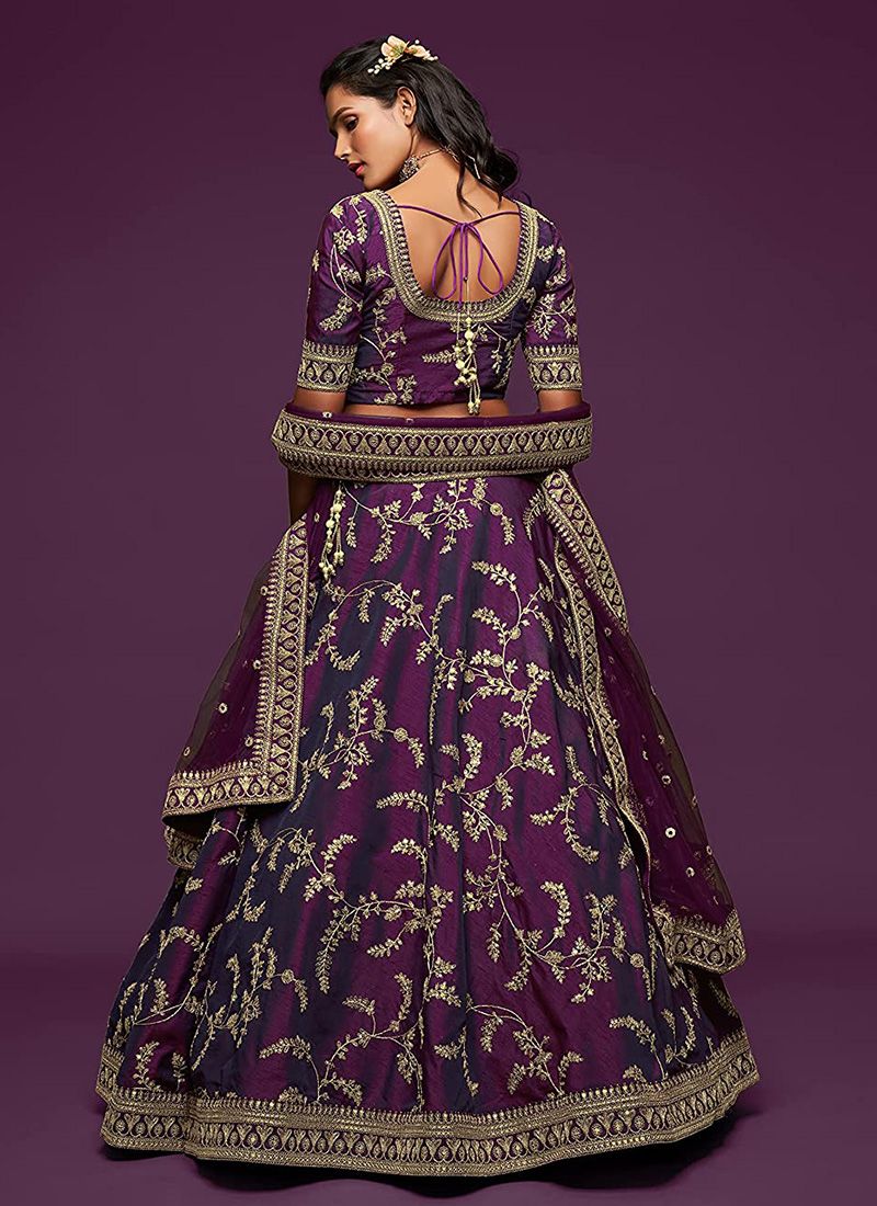 Wedding Purple Bridal Lehenga in Art Silk Fabric - Image 2